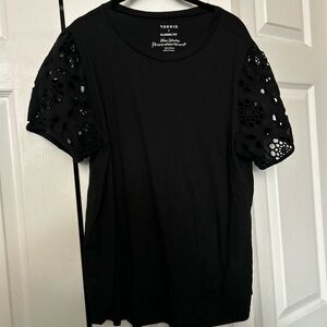 Torrid Black Eyelet Sleeve Tee